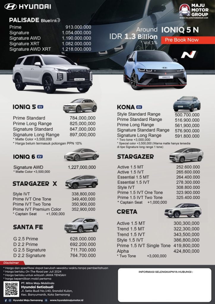 pricelist hyundai semaranag